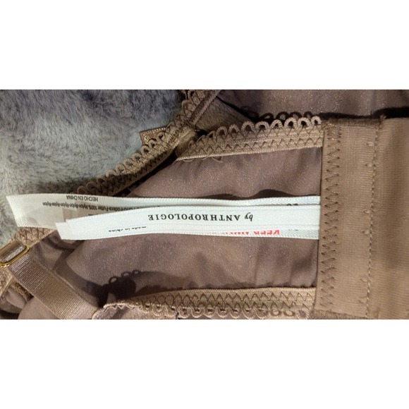 Anthropologie Satin Garter Bra Top Bronze Mesh Lace Straps Adjustable S - Picture 5 of 6